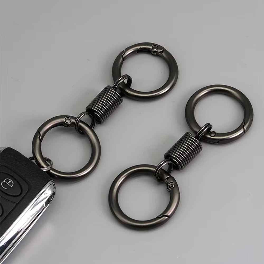 Spring Double Coil Keychain Carabiner Buckle Personality Key Rings Anti-Lost Climbing Hook Car Keychians Accessories Gift New