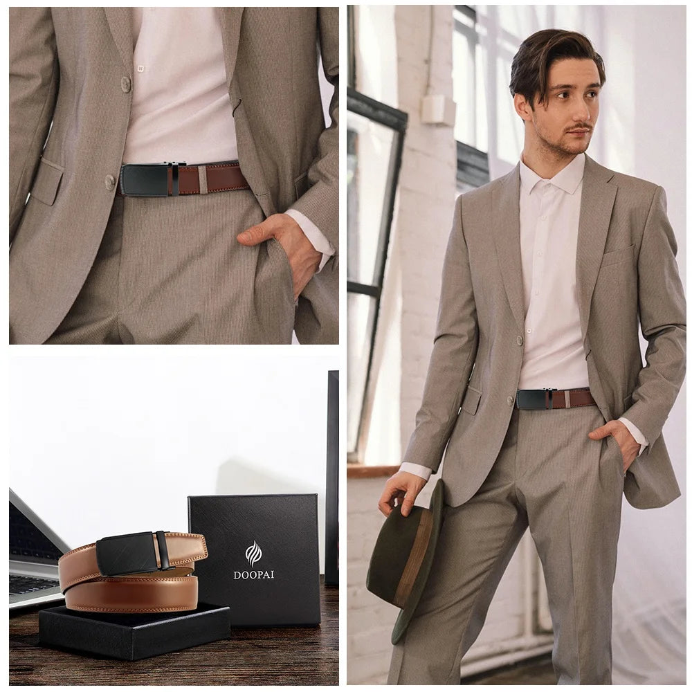 Stylish Unisex Leather Ratchet Belt - Adjustable, Multiple Colors for Every Occasion