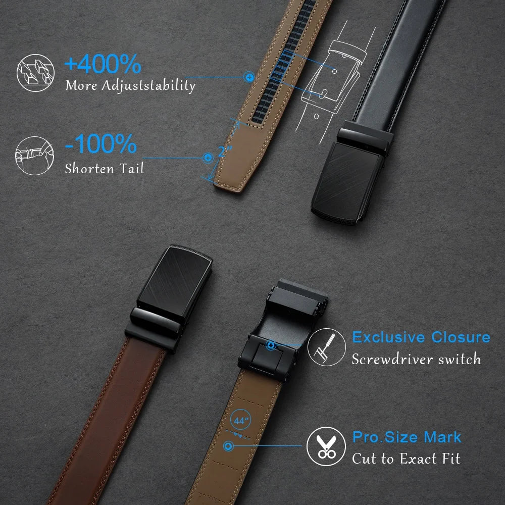 Stylish Unisex Leather Ratchet Belt - Adjustable, Multiple Colors for Every Occasion