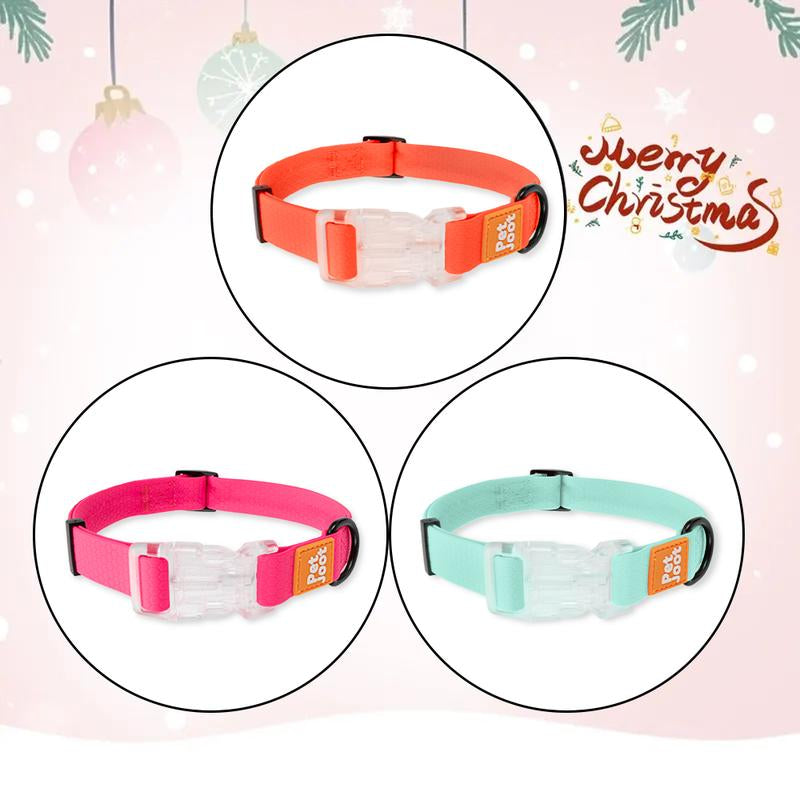 Pet Joot Christmas Allweather Waterproof Dog Collar - Seven Colors, Detachable, Durable PVC with Honeycomb Design, Quick Release Buckle, Eco-Friendly Plastic Clasp Small Puppy