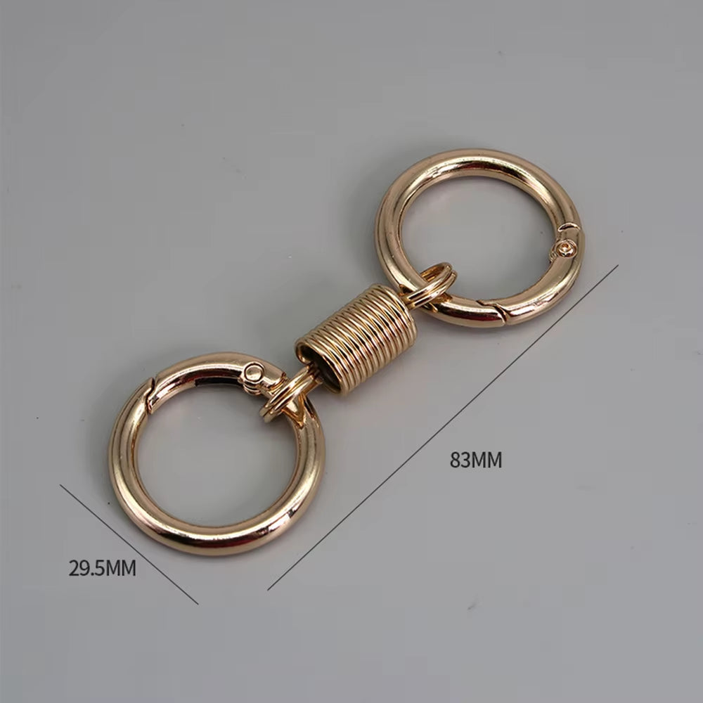 Spring Double Coil Keychain Carabiner Buckle Personality Key Rings Anti-Lost Climbing Hook Car Keychians Accessories Gift New