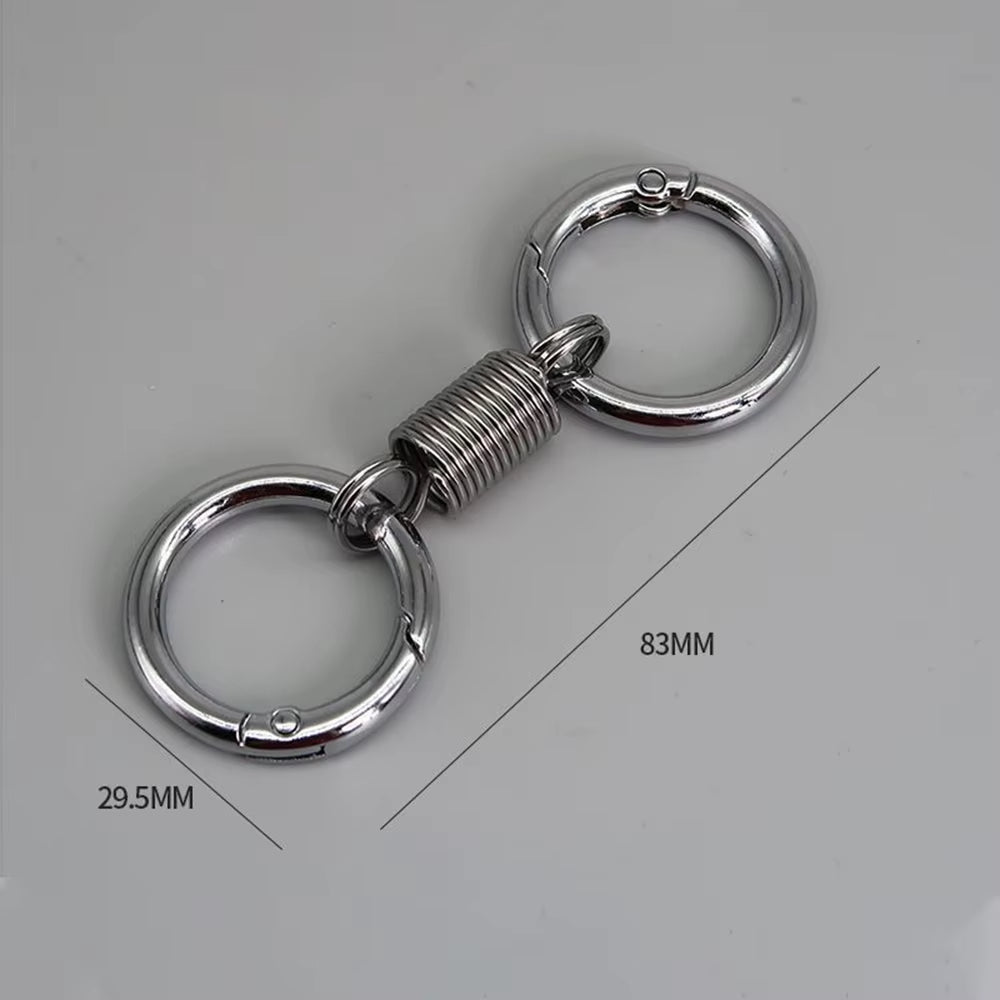 Spring Double Coil Keychain Carabiner Buckle Personality Key Rings Anti-Lost Climbing Hook Car Keychians Accessories Gift New