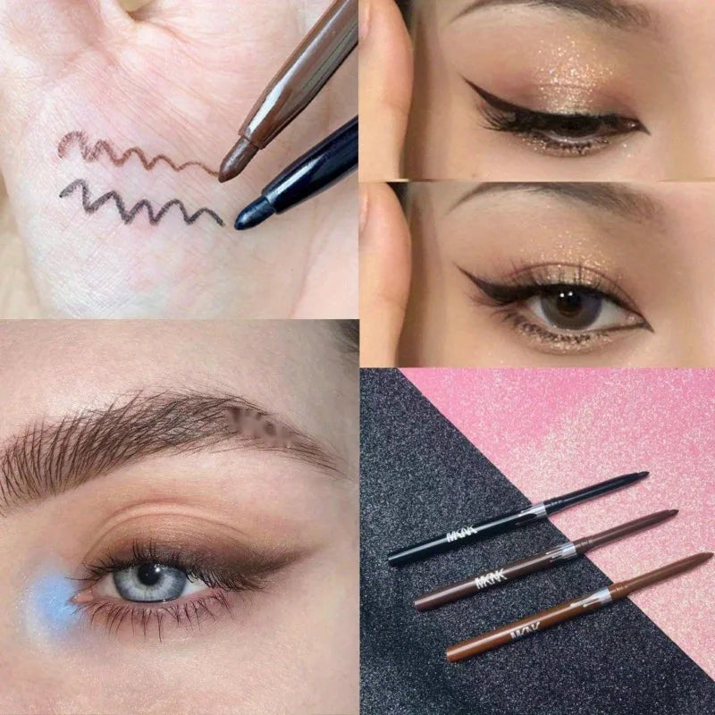 Waterproof Black Brown Eyeliner Gel Pencil Ultra-Fine Matte Smooth Quick Dry Non-Smudge Easy Wear Eyeliner Pen Makeup for Eyes