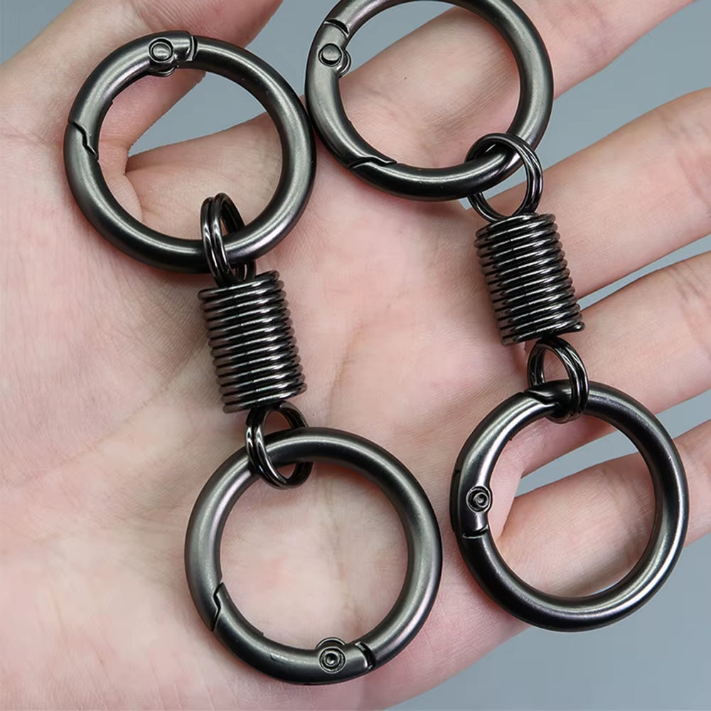 Spring Double Coil Keychain Carabiner Buckle Personality Key Rings Anti-Lost Climbing Hook Car Keychians Accessories Gift New