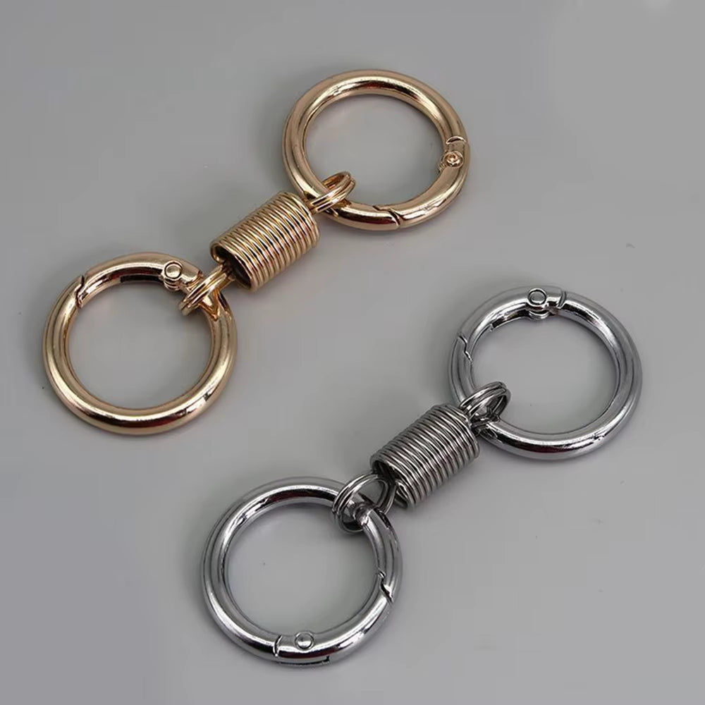 Spring Double Coil Keychain Carabiner Buckle Personality Key Rings Anti-Lost Climbing Hook Car Keychians Accessories Gift New